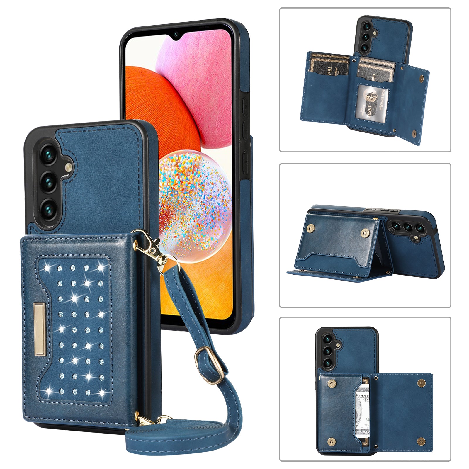 For Samsung Galaxy A14 5G / 4G Case RFID Blocking Wallet Leather Coated TPU Phone Cover For Samsung Galaxy A14 5G / 4G Case RFID Blocking Wallet Leather Coated TPU Phone Cover